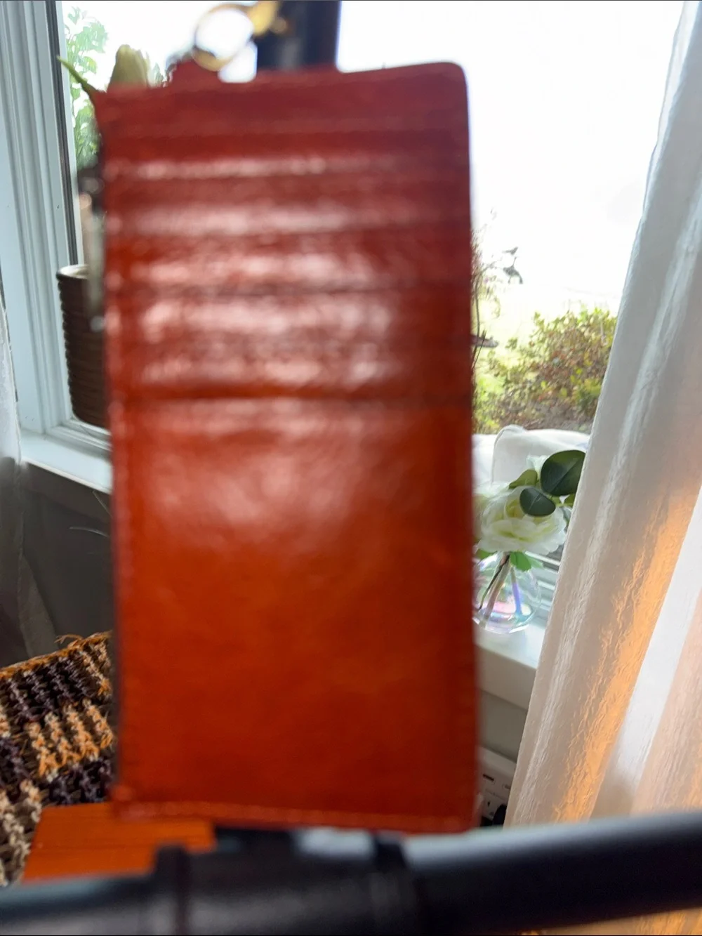 Patricia Nash Croc Embossed Leather Zip Card Case Wallet Orange Cognac